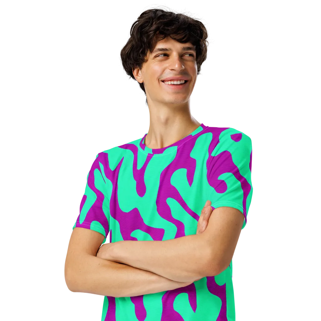 Aqua Voltage on Men's Crew Neck T-Shirt — Left Front