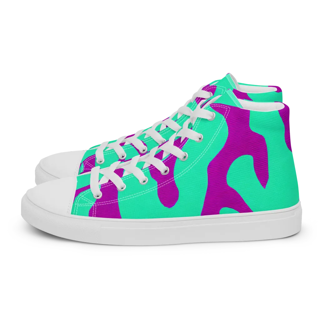 Aqua Voltage on Men's High Top Canvas Shoes — Left
