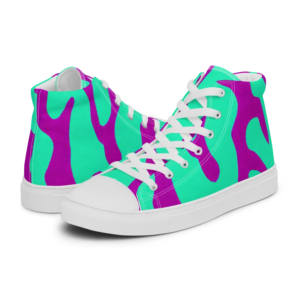 Aqua Voltage on Men's High Top Canvas Shoes — Left
