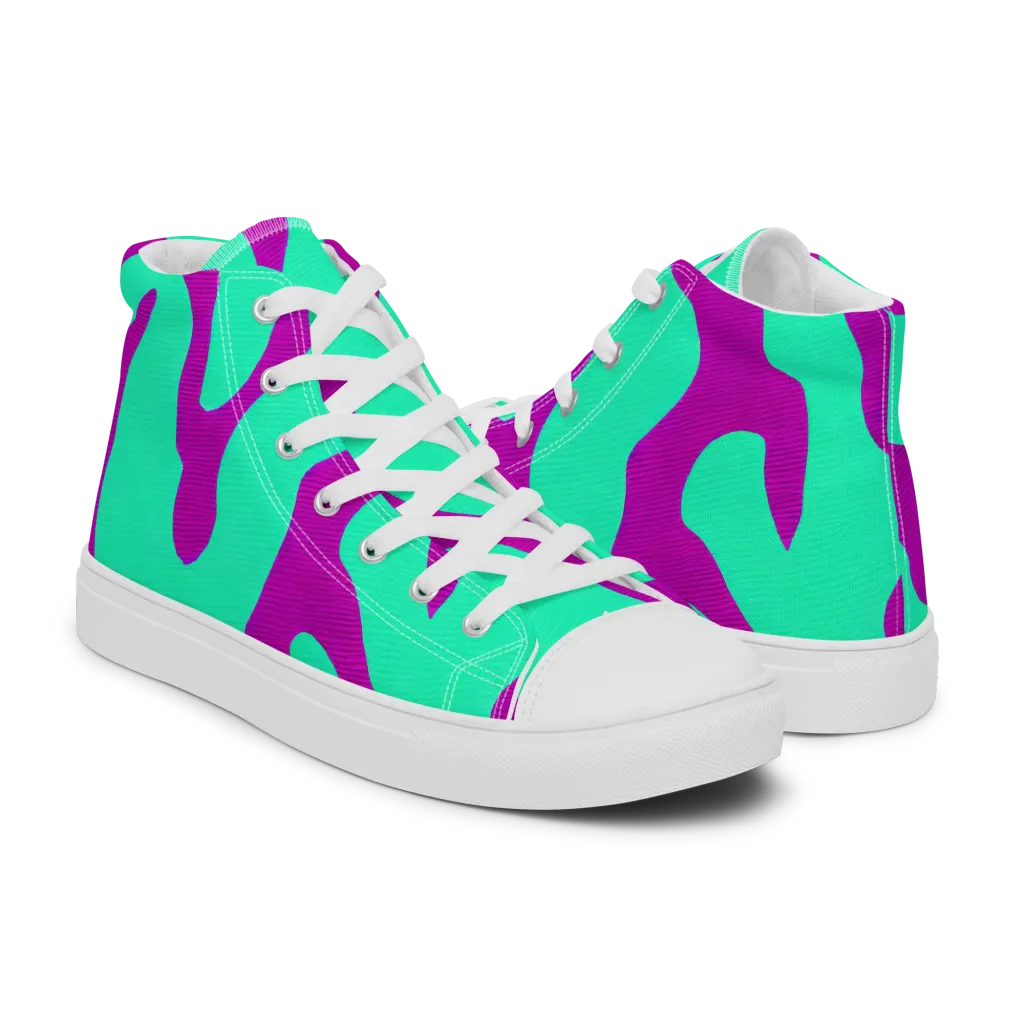 Aqua Voltage on Men's High Top Canvas Shoes — Right