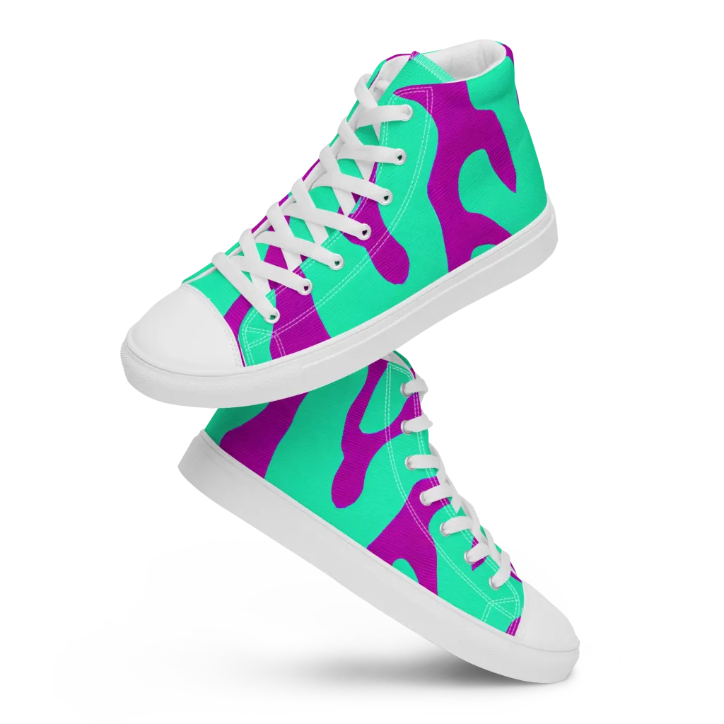 Aqua Voltage on Men's High Top Canvas Shoes — Front