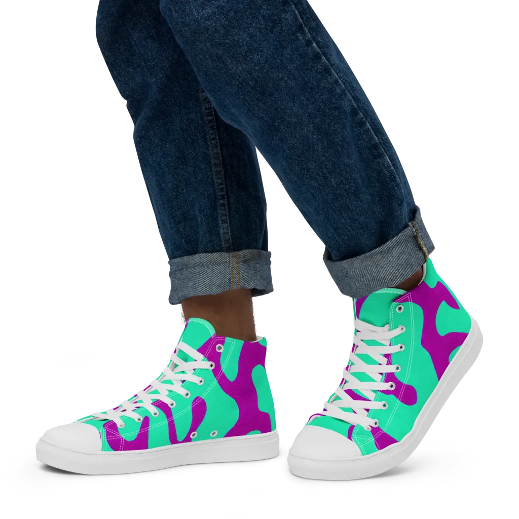 Aqua Voltage on Men's High Top Canvas Shoes — Left