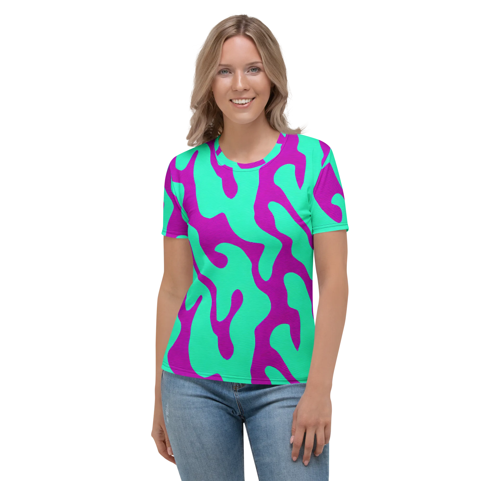 Aqua Voltage on Women's Crew Neck T-Shirt — Front