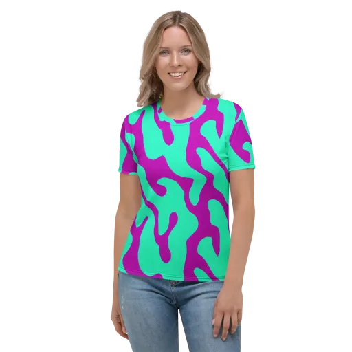 Aqua Voltage on a Women's Crew Neck T-Shirt