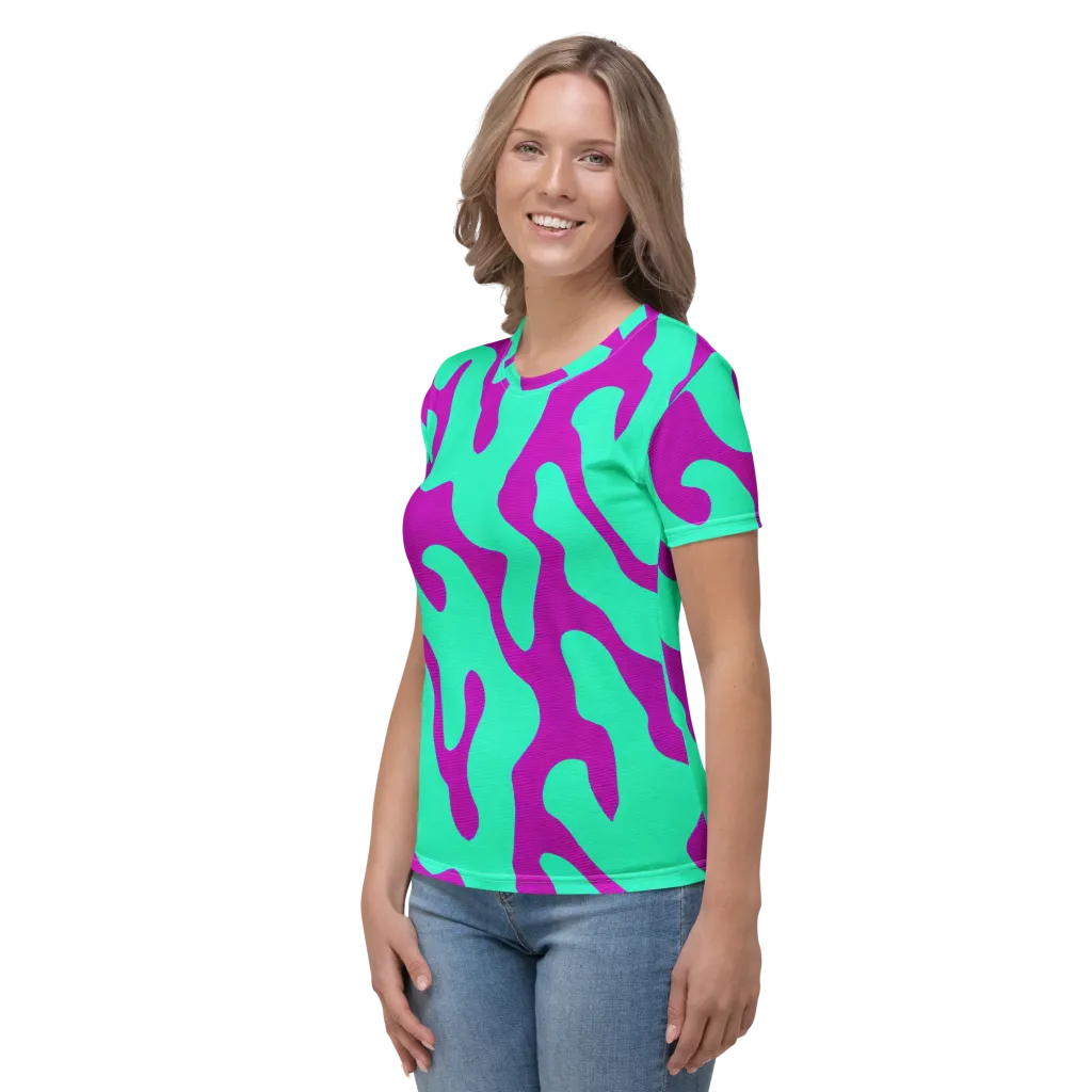 Aqua Voltage on Women's Crew Neck T-Shirt — Left