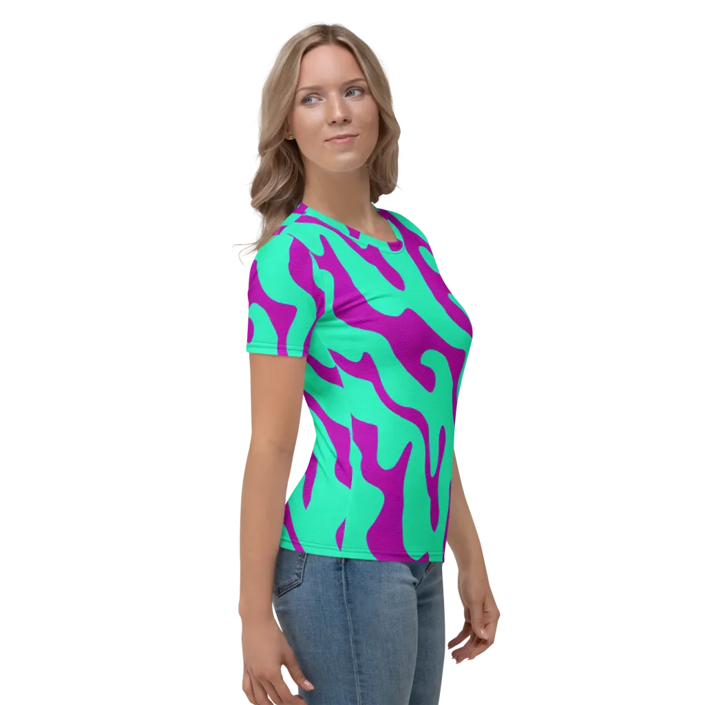Aqua Voltage on Women's Crew Neck T-Shirt — Right