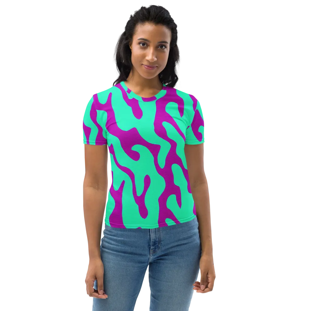 Aqua Voltage on Women's Crew Neck T-Shirt — Front