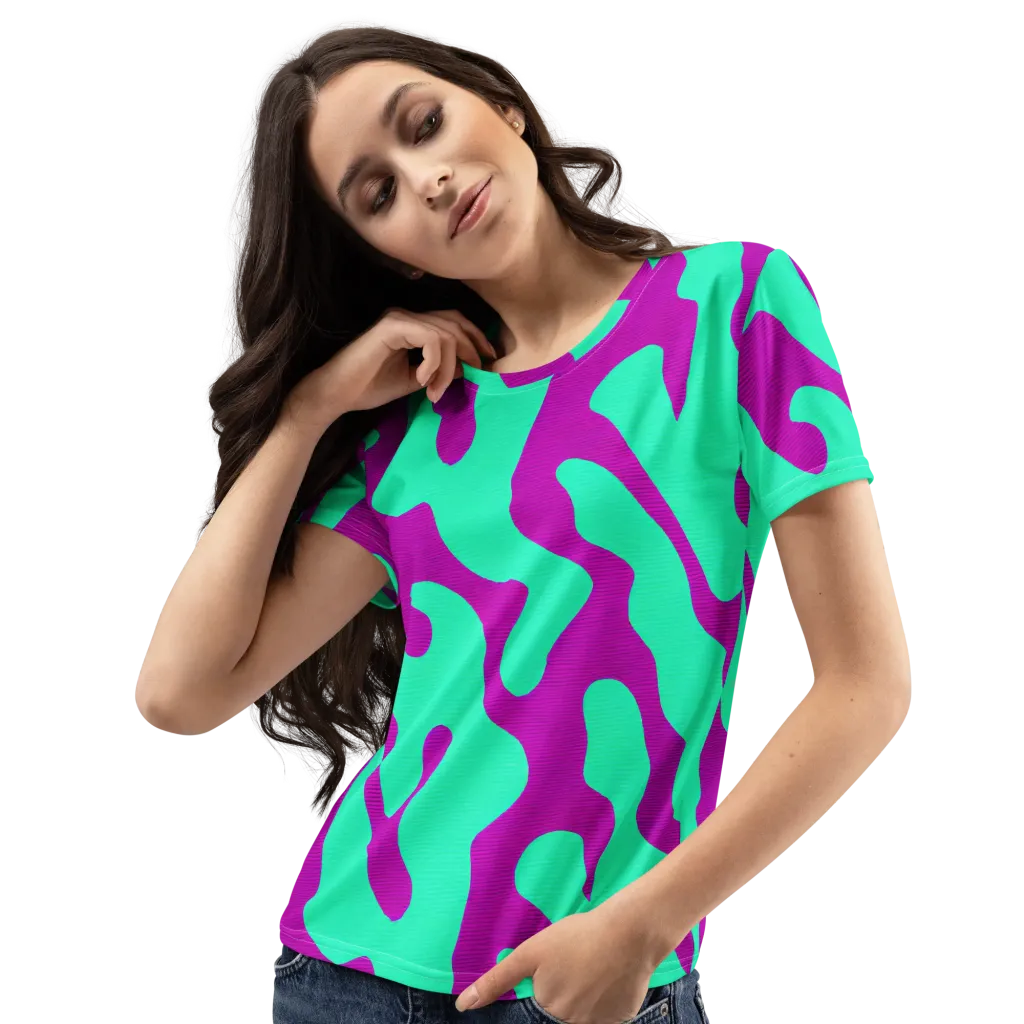 Aqua Voltage on Women's Crew Neck T-Shirt — Left Front