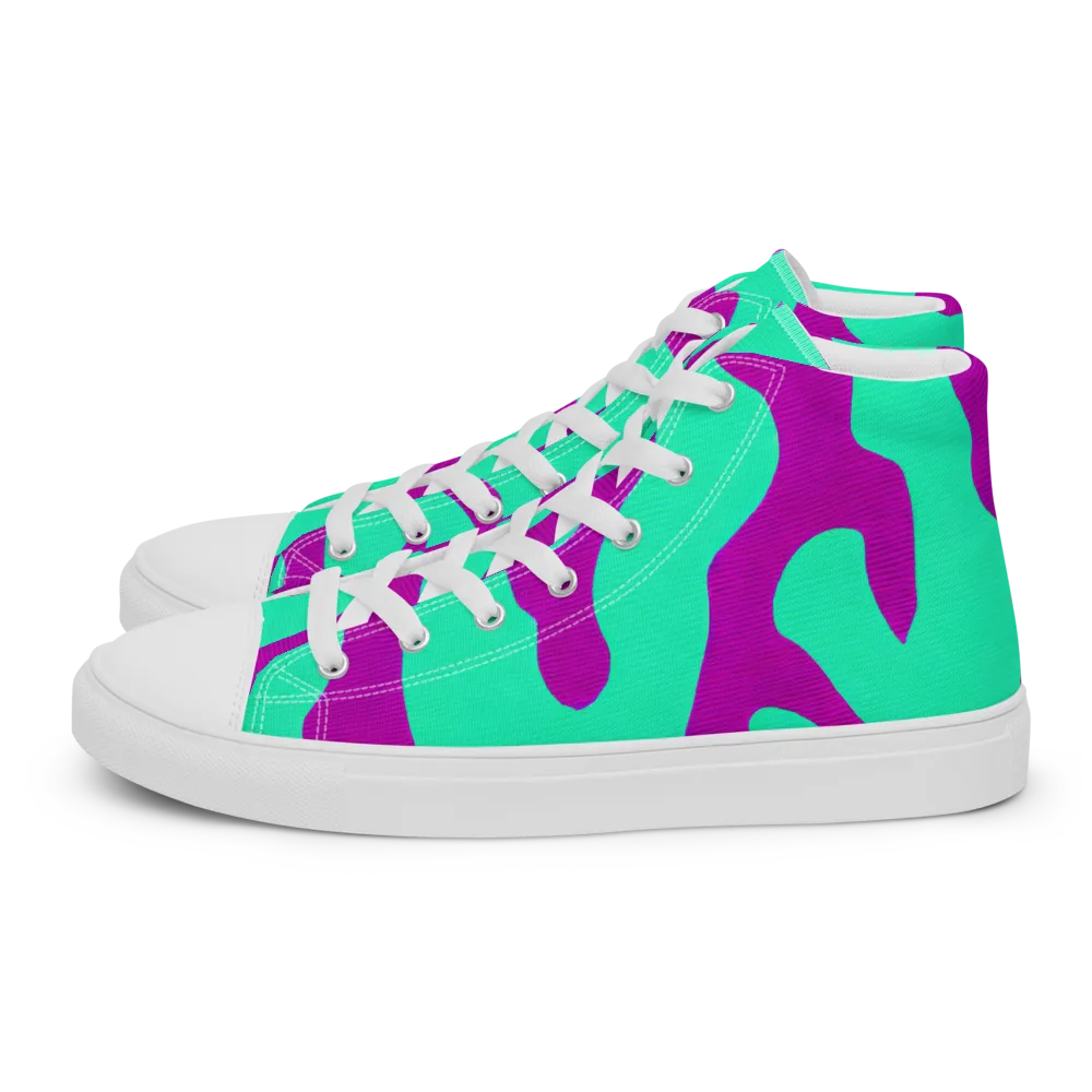 Aqua Voltage on Women's High Top Canvas Shoes — Left