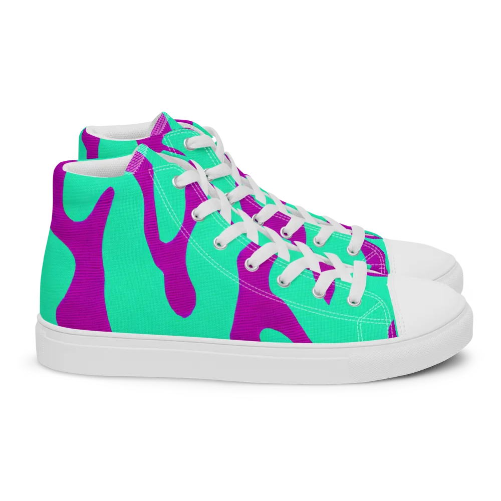 Aqua Voltage on Women's High Top Canvas Shoes — Right