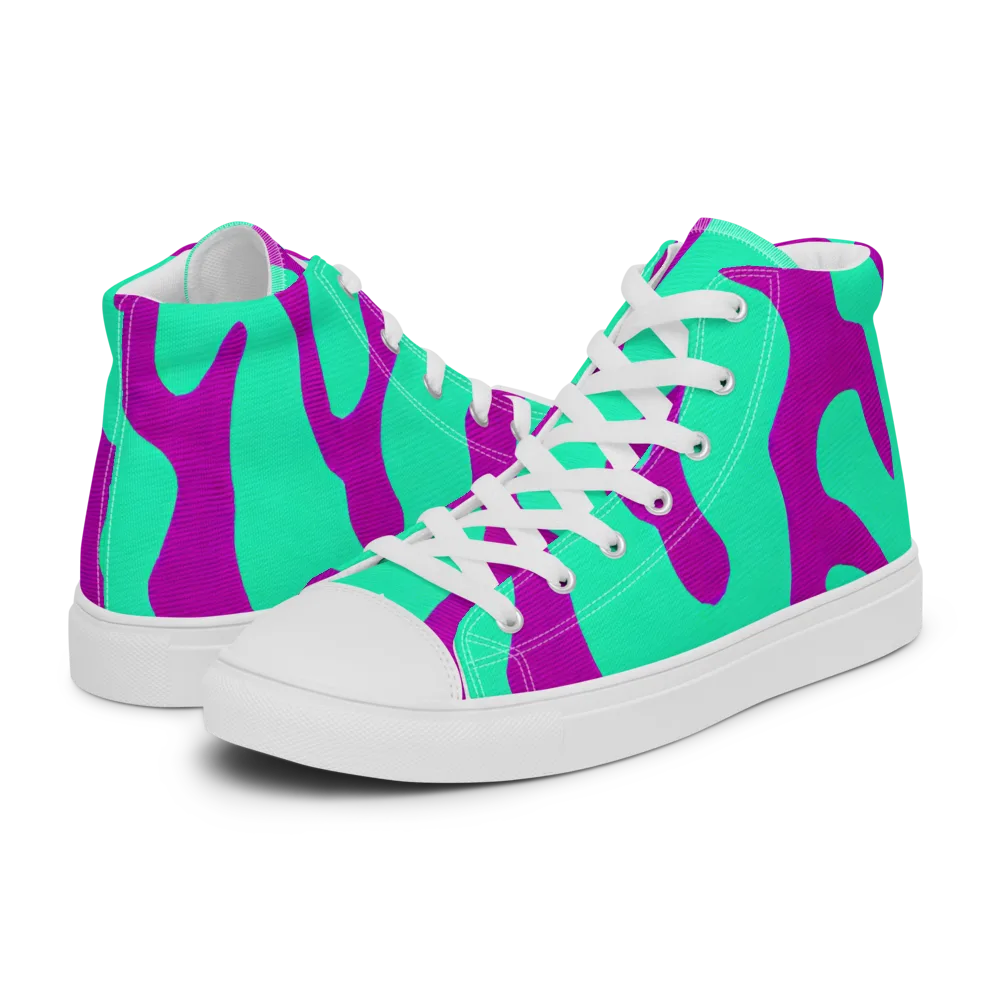 Aqua Voltage on Women's High Top Canvas Shoes — Left