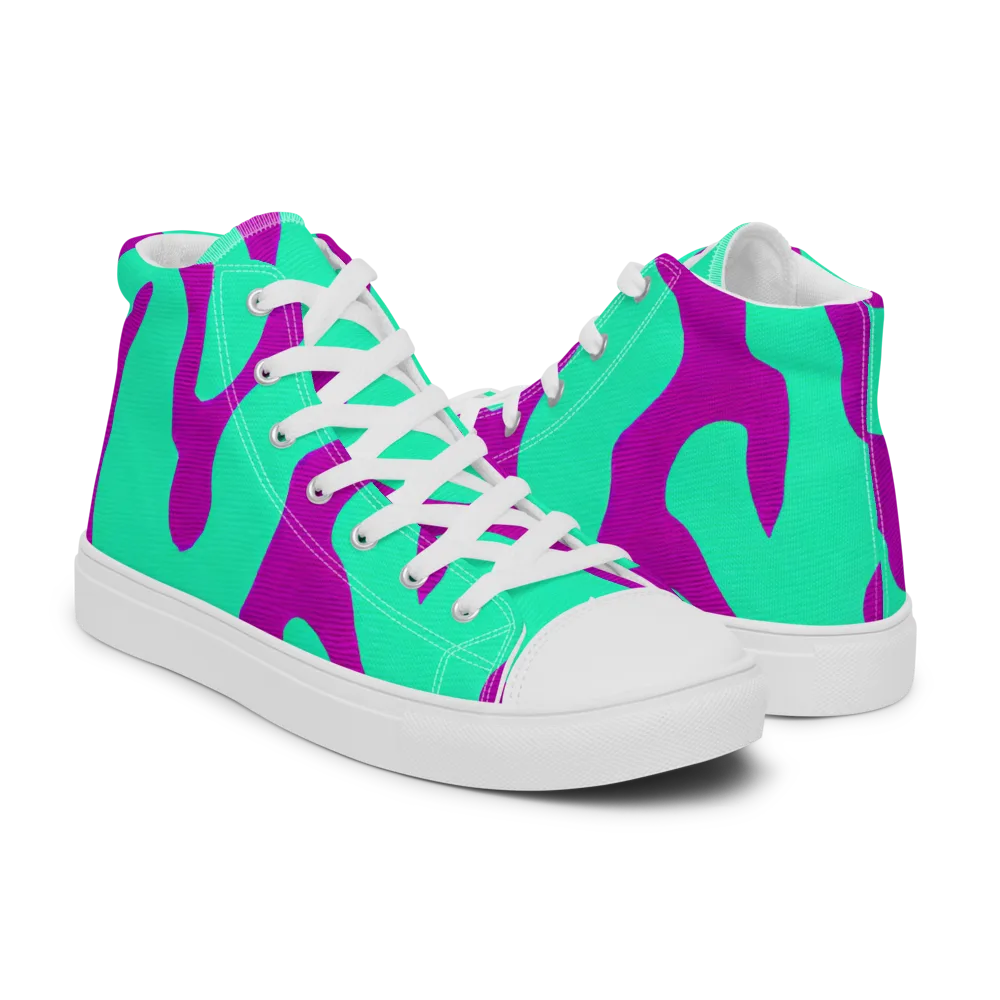 Aqua Voltage on Women's High Top Canvas Shoes — Right