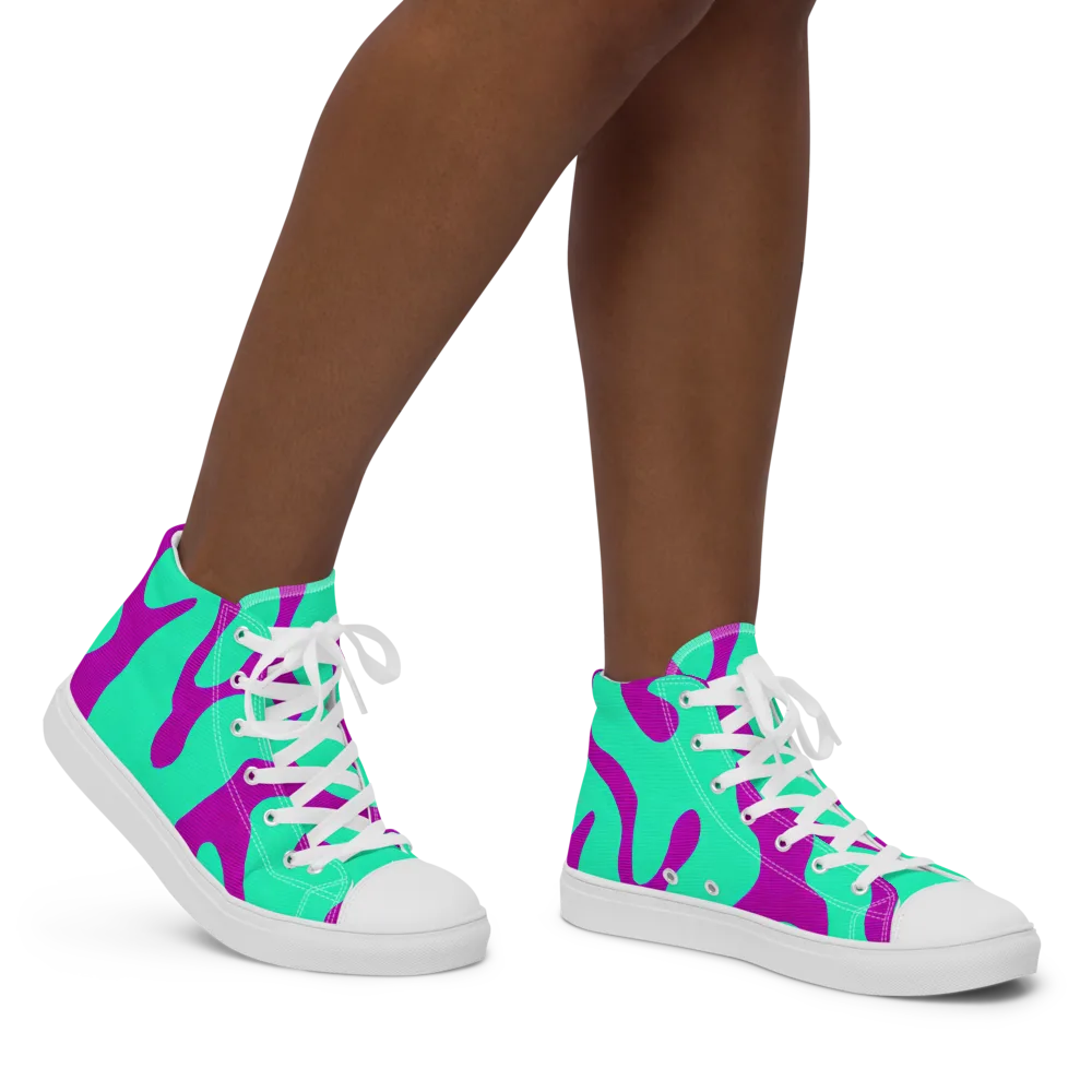 Aqua Voltage on Women's High Top Canvas Shoes — Right