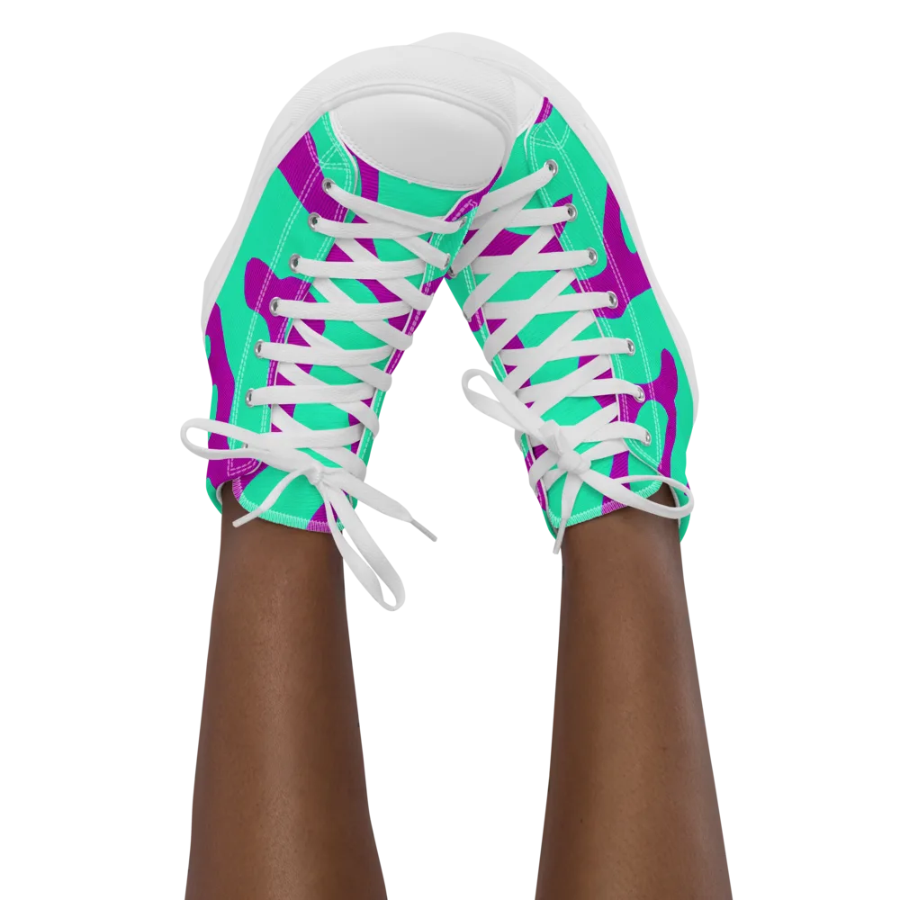 Aqua Voltage on Women's High Top Canvas Shoes — Front