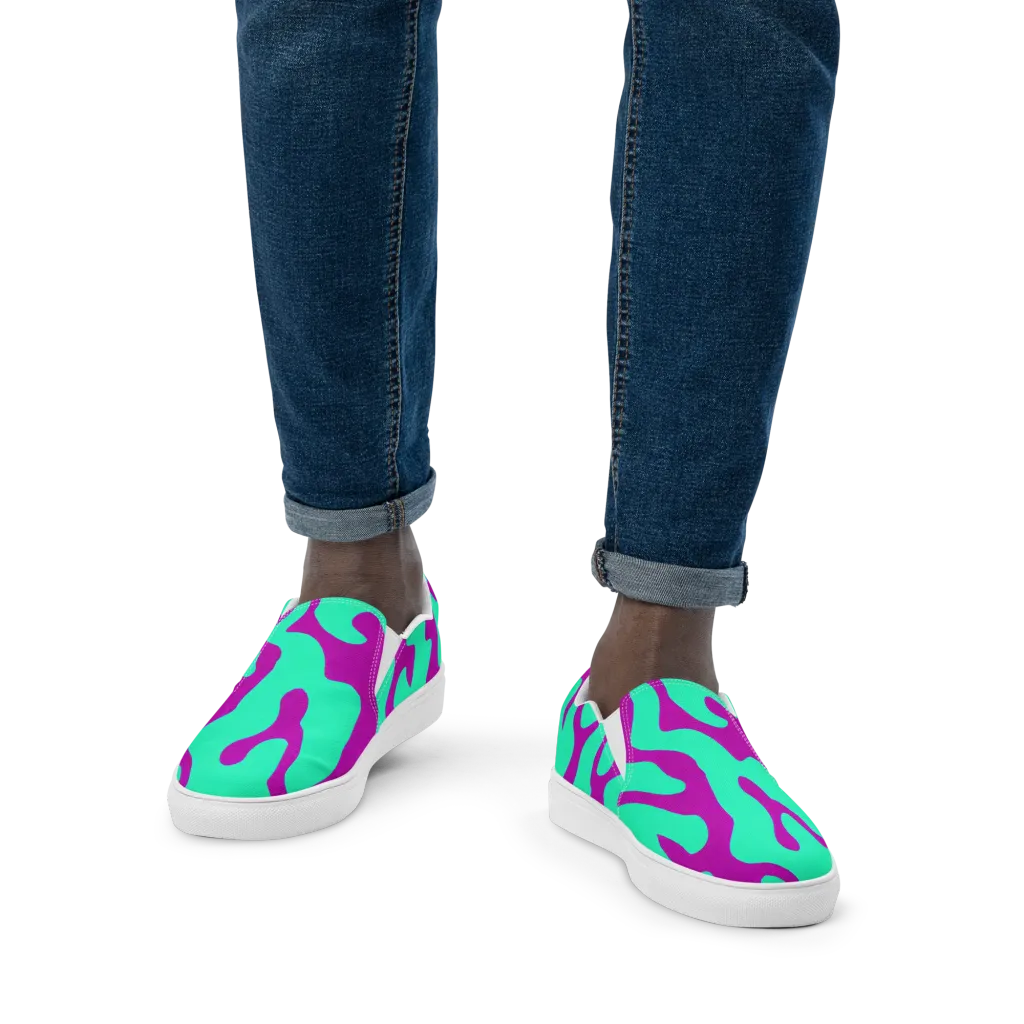 Aqua Voltage on Men's Slip-On Canvas Shoes — Front