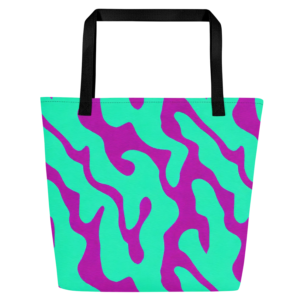 Aqua Voltage on Large Tote Bag W/ Pocket — Front