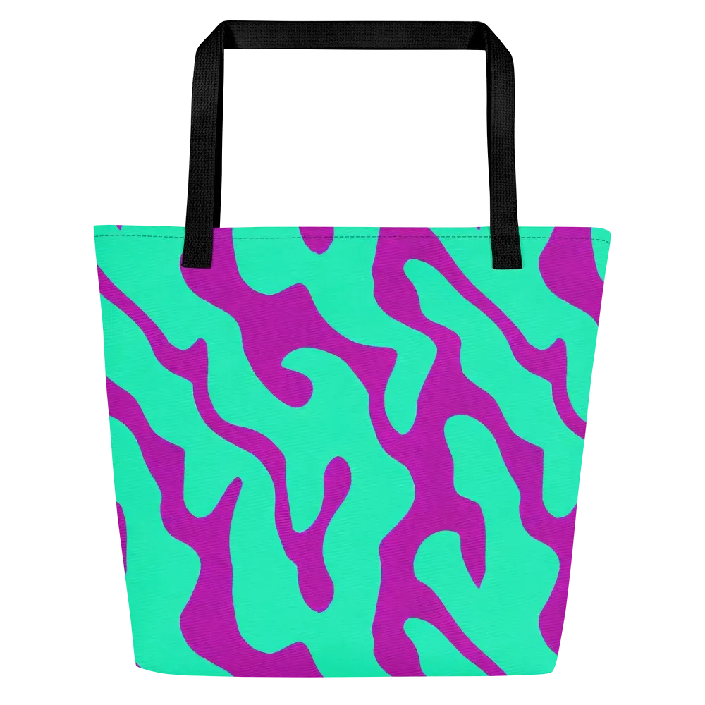 Aqua Voltage on Large Tote Bag W/ Pocket — Front