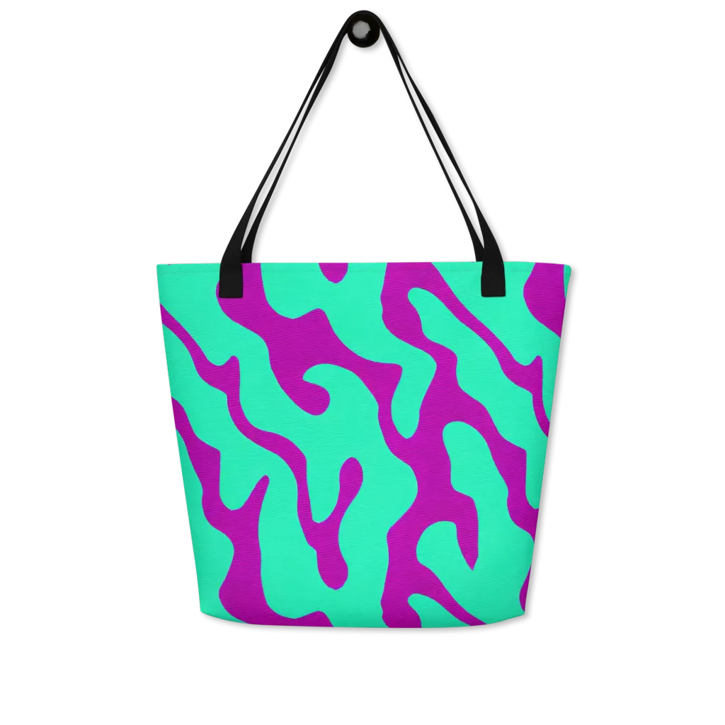Aqua Voltage on Large Tote Bag W/ Pocket — Front