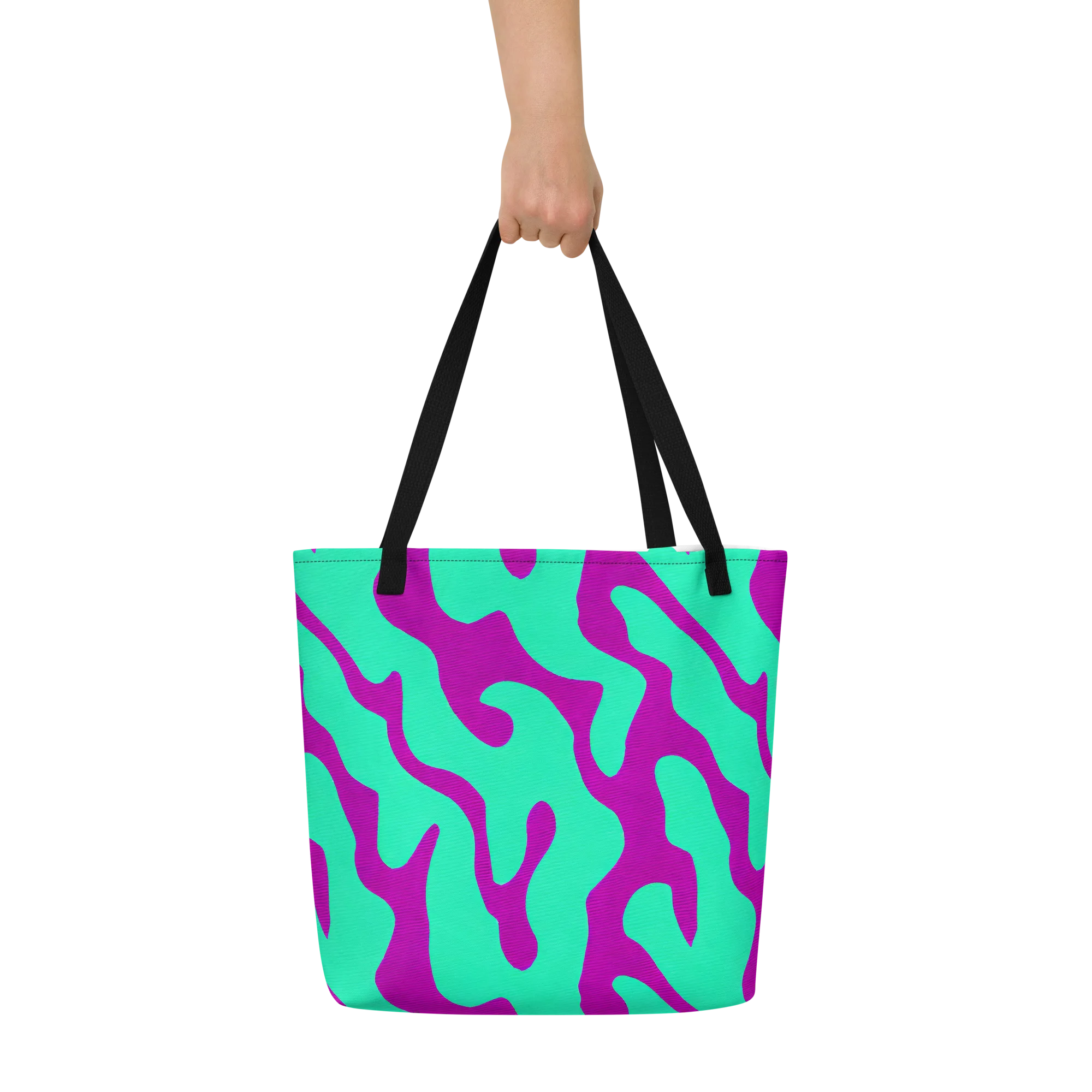 Aqua Voltage on Large Tote Bag W/ Pocket — Front