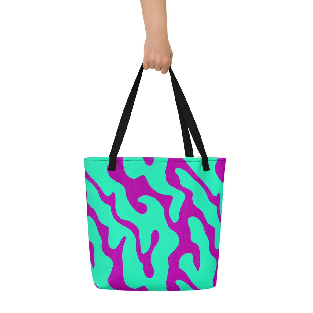 Aqua Voltage on Large Tote Bag W/ Pocket — Front