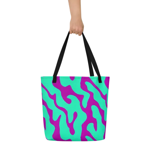Aqua Voltage on a Large Tote Bag W/ Pocket