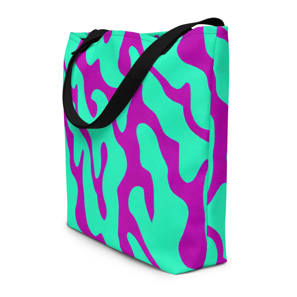 Aqua Voltage on Large Tote Bag W/ Pocket — Front