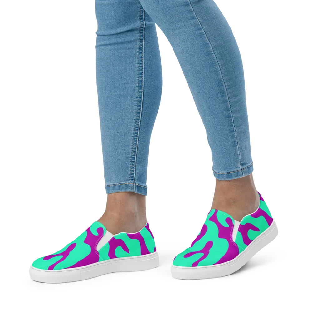 Aqua Voltage on Women's Slip-On Canvas Shoes — Front