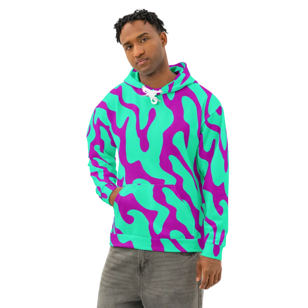 Aqua Voltage on Cotton Hoodie — Left Front