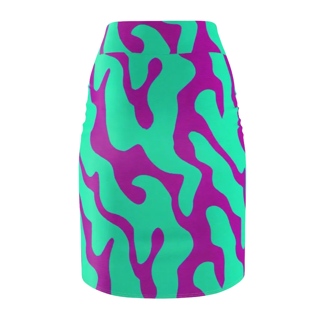 Aqua Voltage on Pencil Skirt — Back