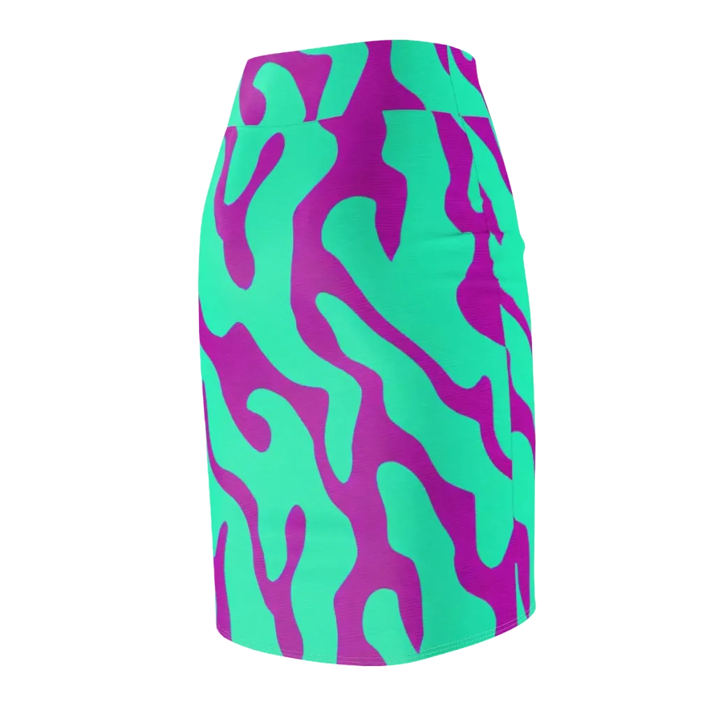 Aqua Voltage on Pencil Skirt — Back Side
