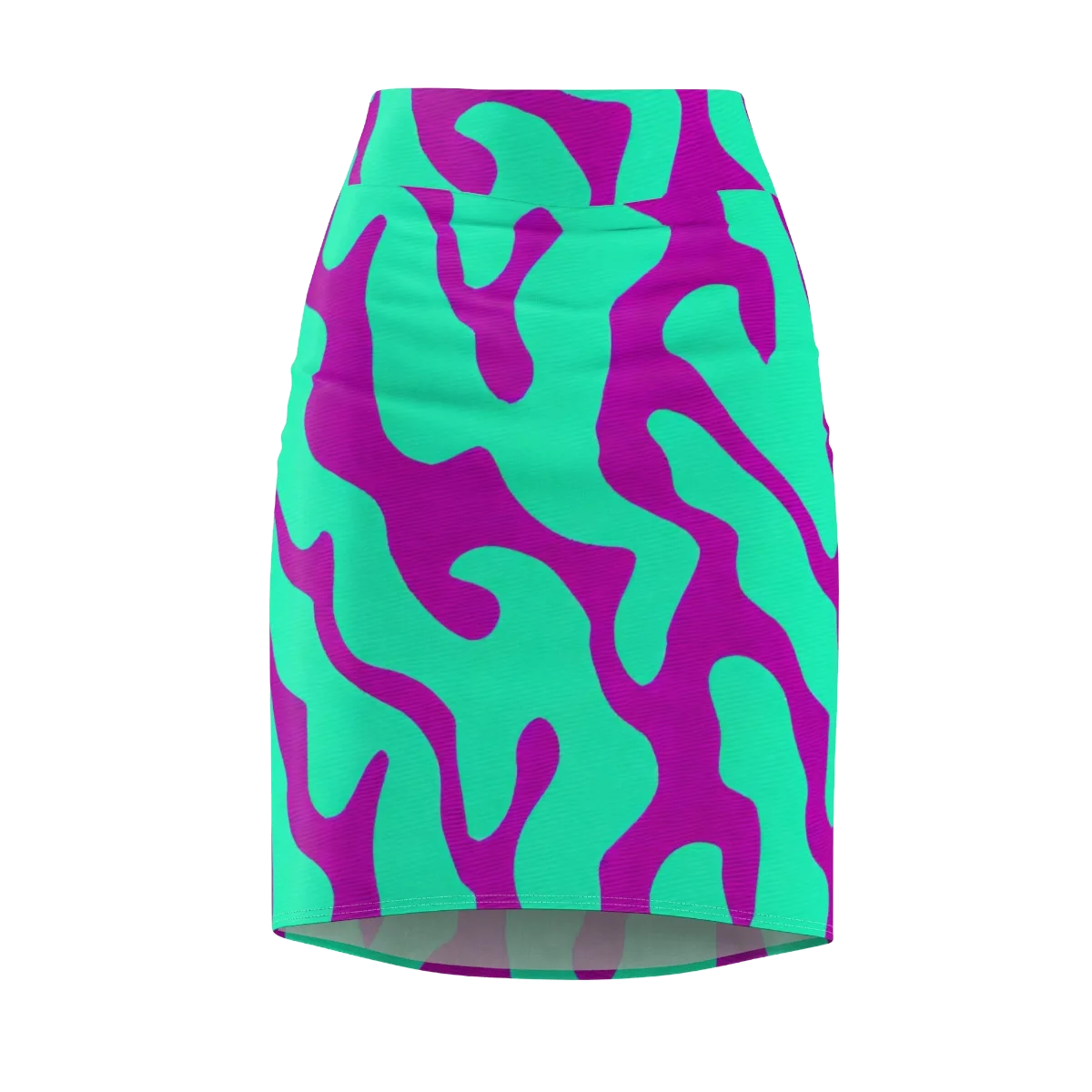 Aqua Voltage on Pencil Skirt — Front