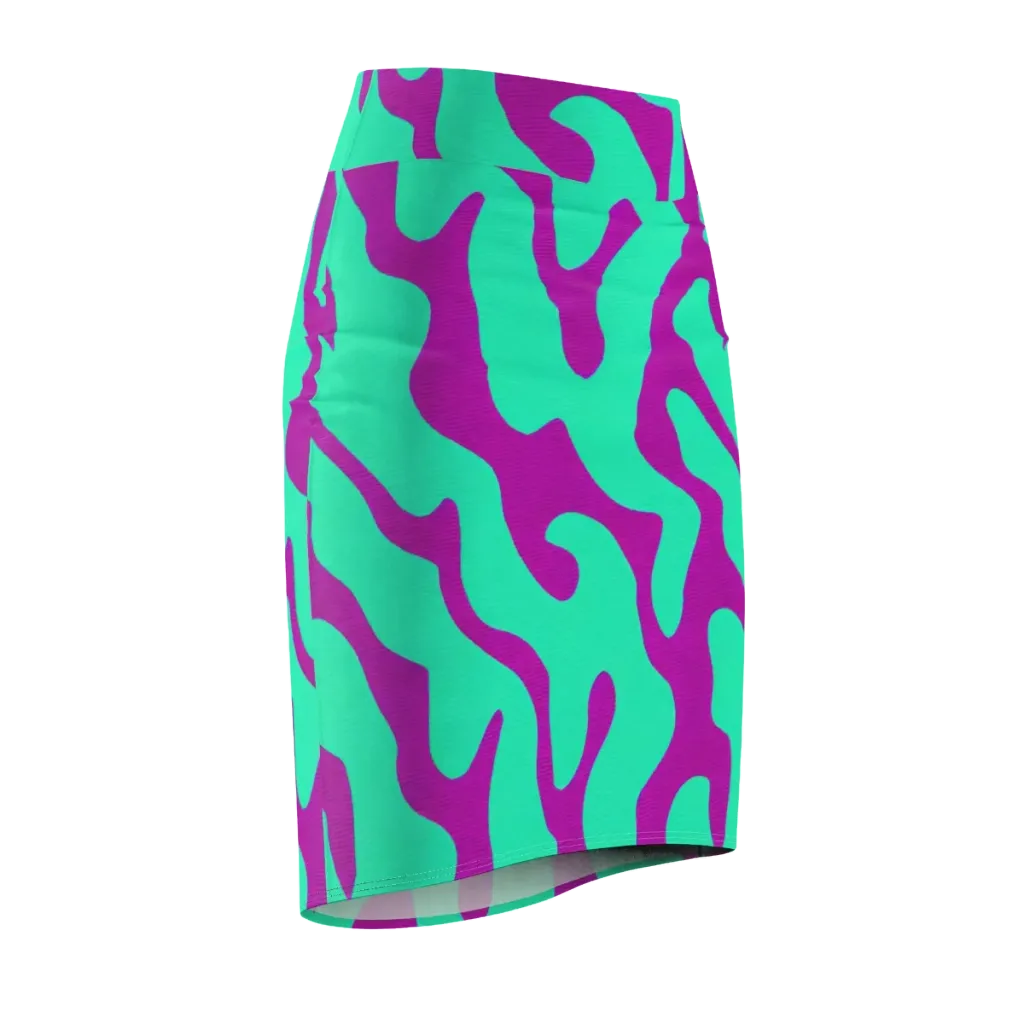Aqua Voltage on Pencil Skirt — Front Side