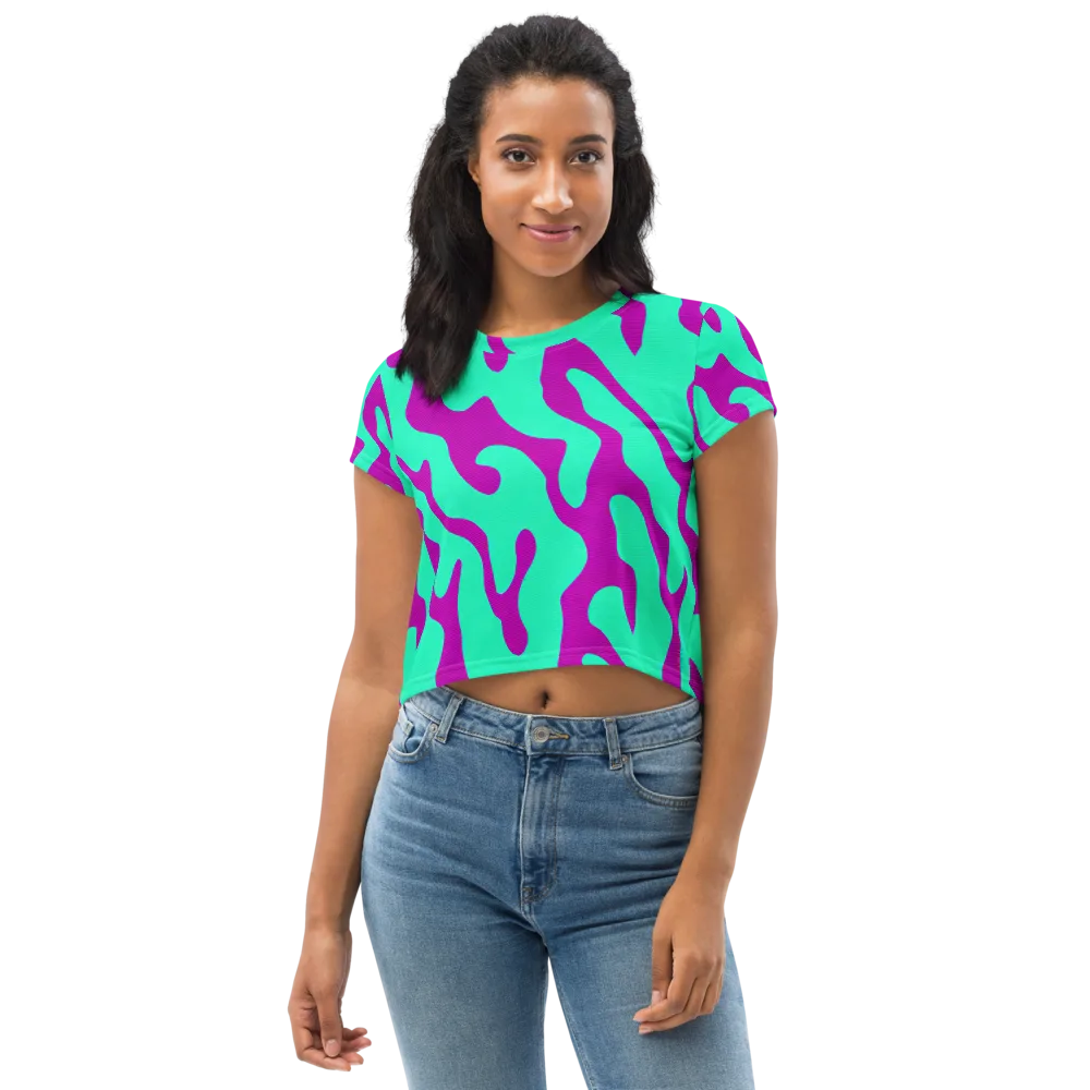 Aqua Voltage on Crop Tee — Front
