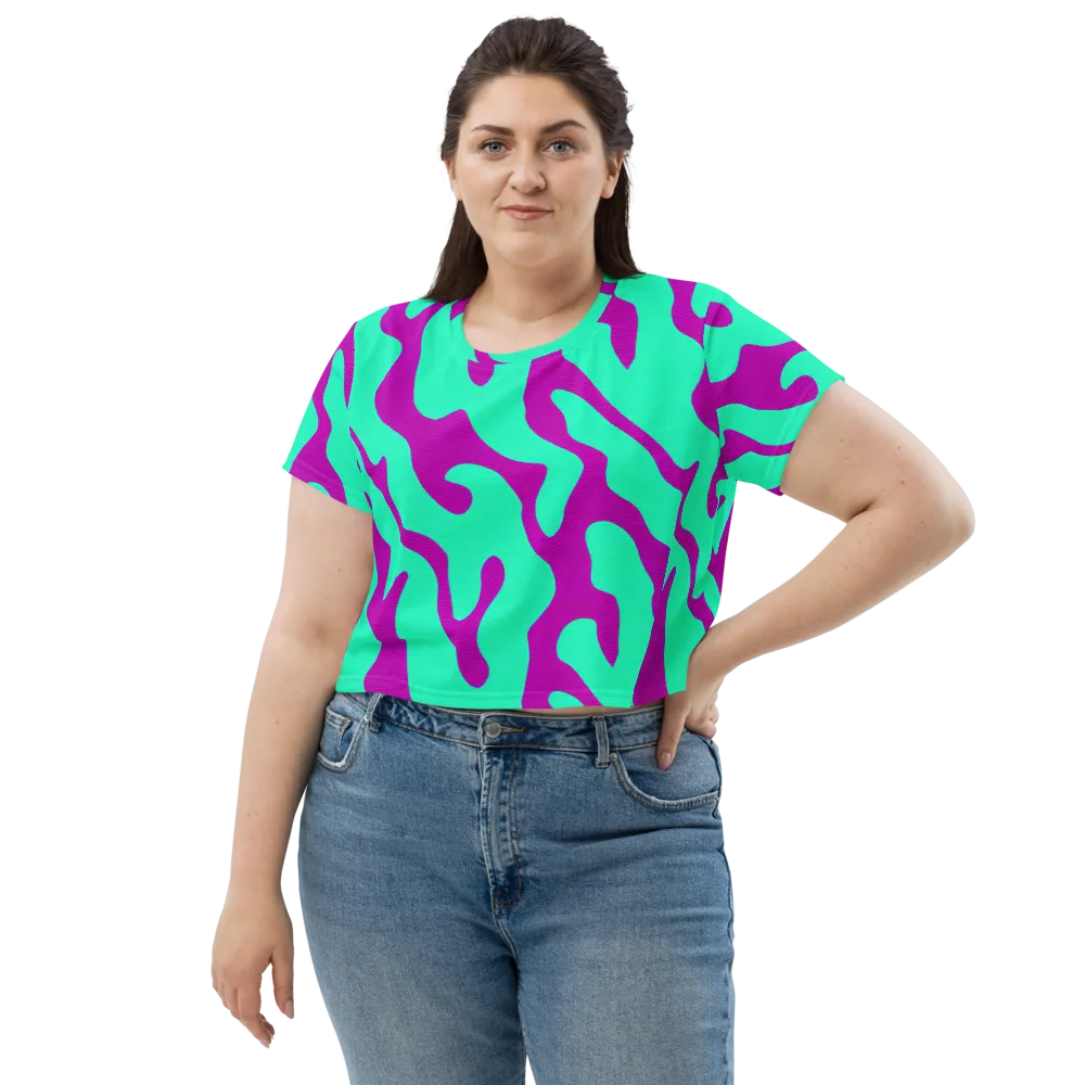 Aqua Voltage on Crop Tee — Front