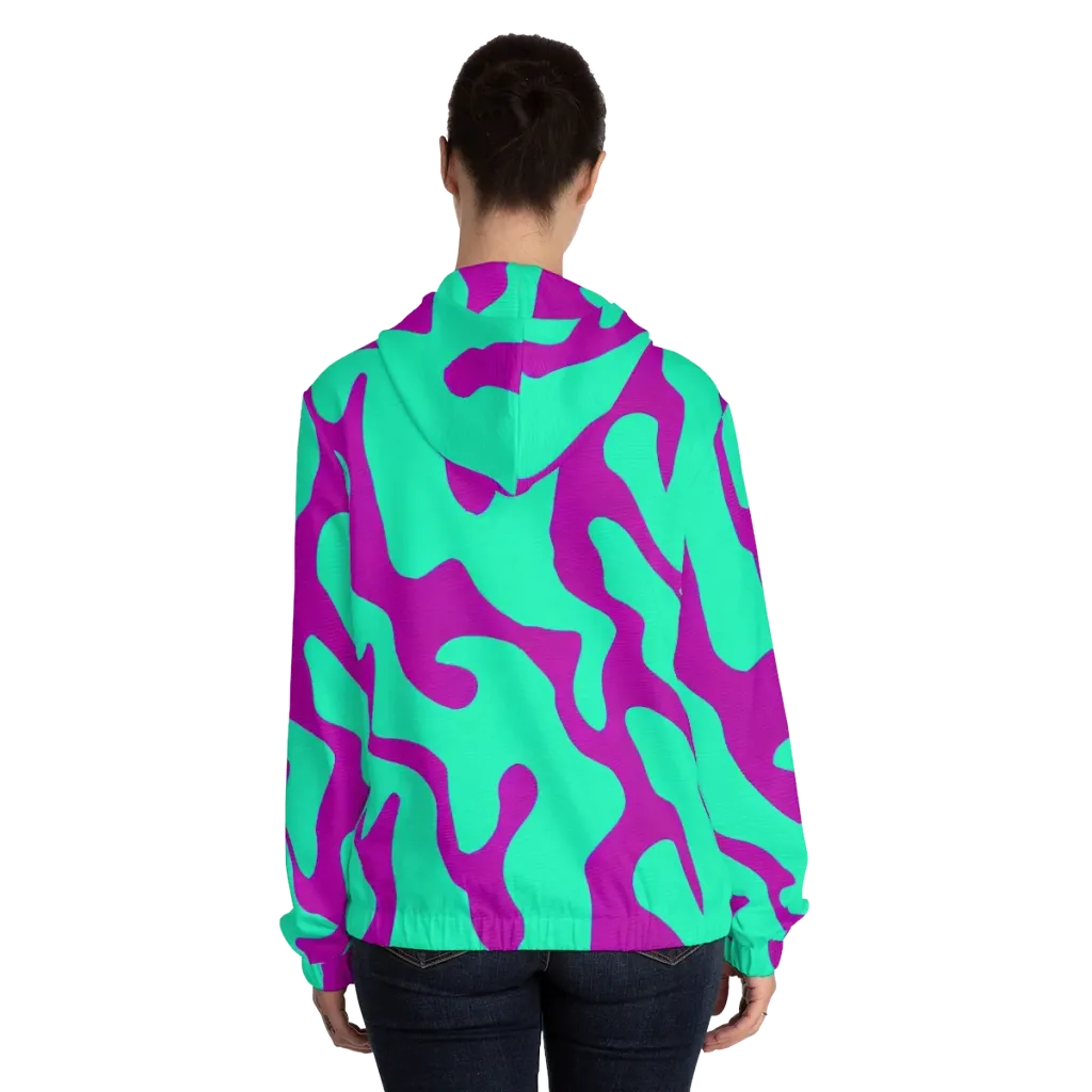 Aqua Voltage on Women's Full-Zip Hoodie — Back On Person