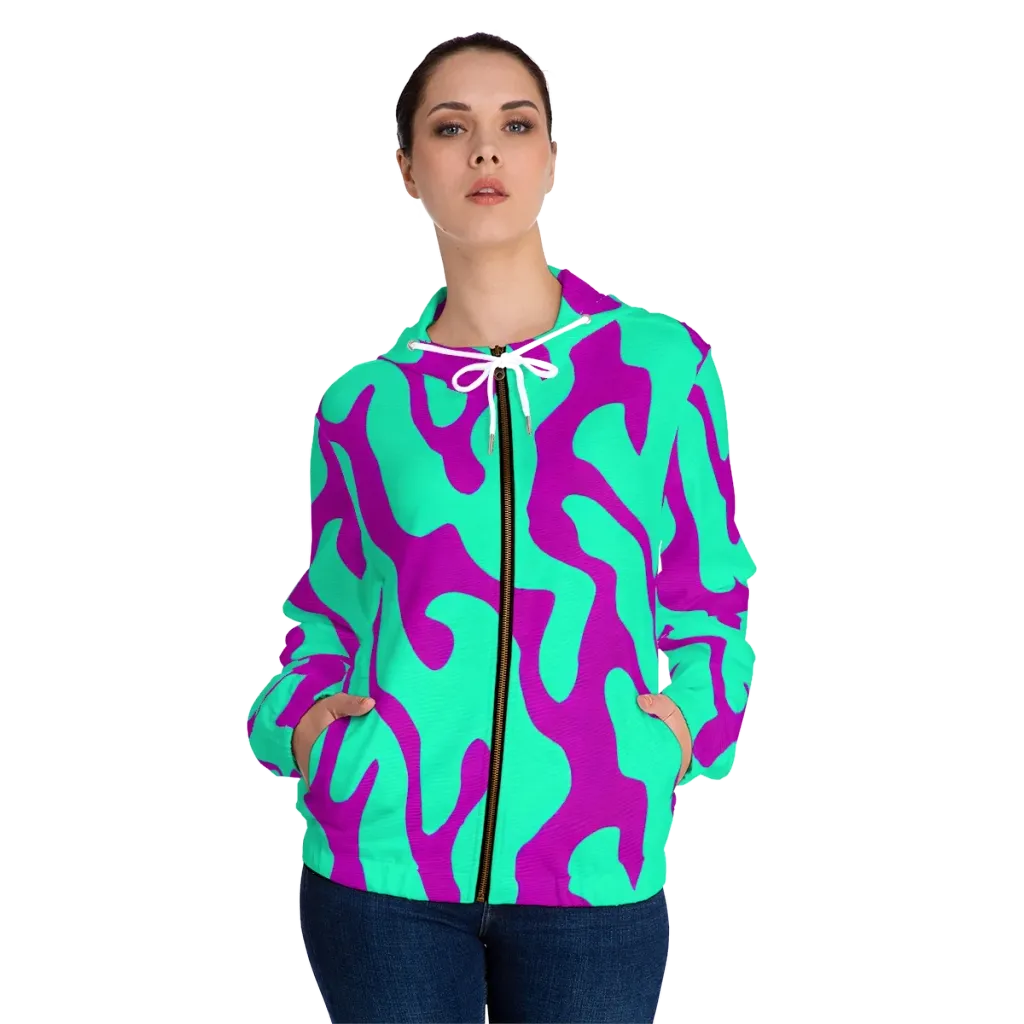 Aqua Voltage on Women's Full-Zip Hoodie — Front On Person