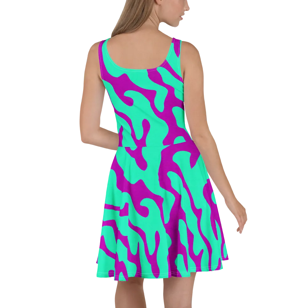 Aqua Voltage on Skater Dress — Back
