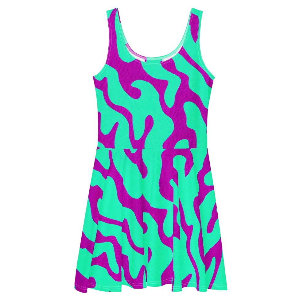 Aqua Voltage on Skater Dress — Front