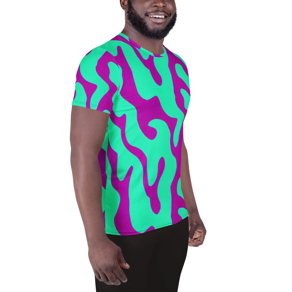 Aqua Voltage on Men's Athletic T-Shirt — Right