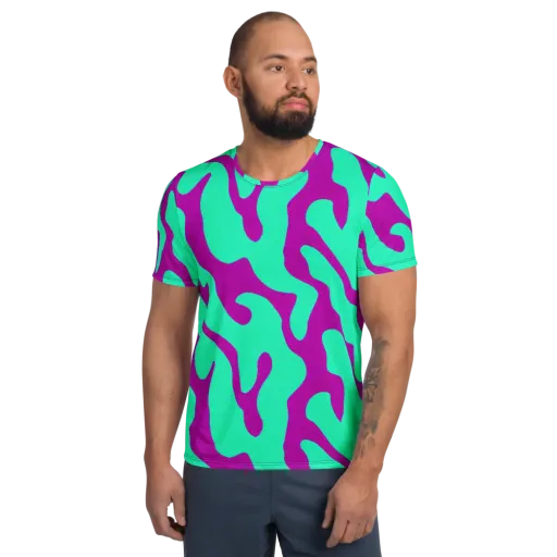 Aqua Voltage on a Men's Athletic T-Shirt