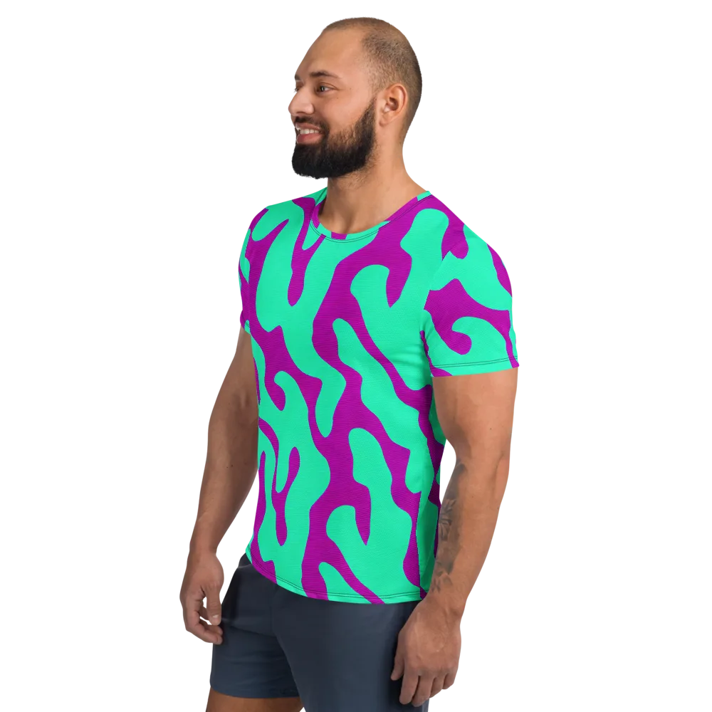 Aqua Voltage on Men's Athletic T-Shirt — Left