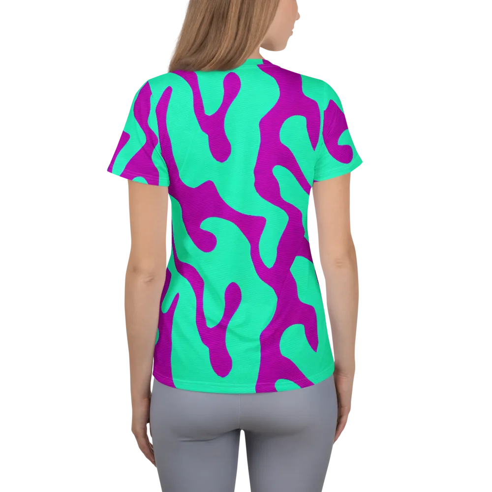 Aqua Voltage on Women's Athletic T-Shirt — Back