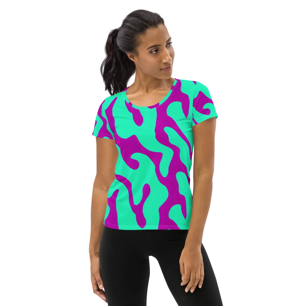 Aqua Voltage on Women's Athletic T-Shirt — Front