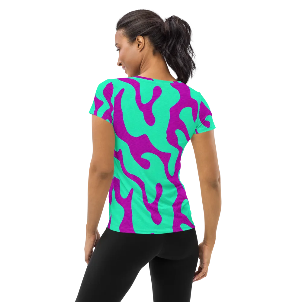Aqua Voltage on Women's Athletic T-Shirt — Back