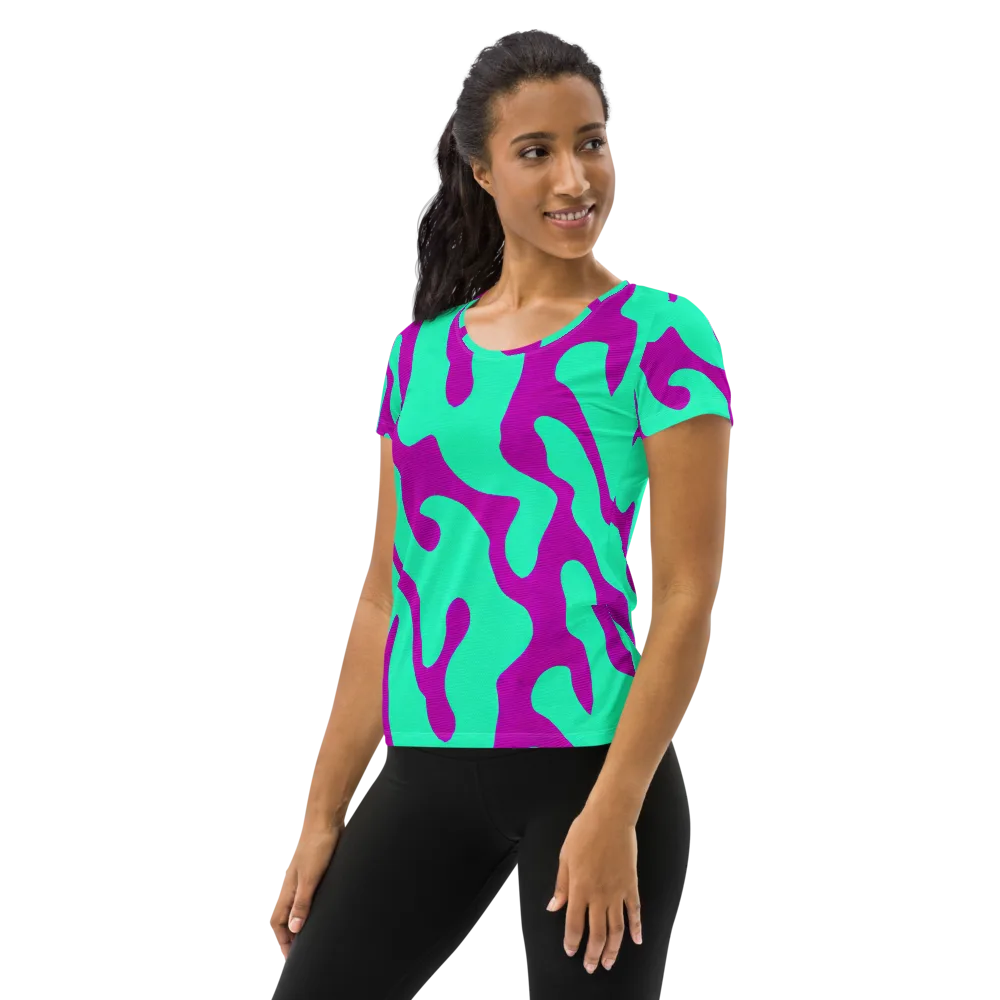 Aqua Voltage on Women's Athletic T-Shirt — Left
