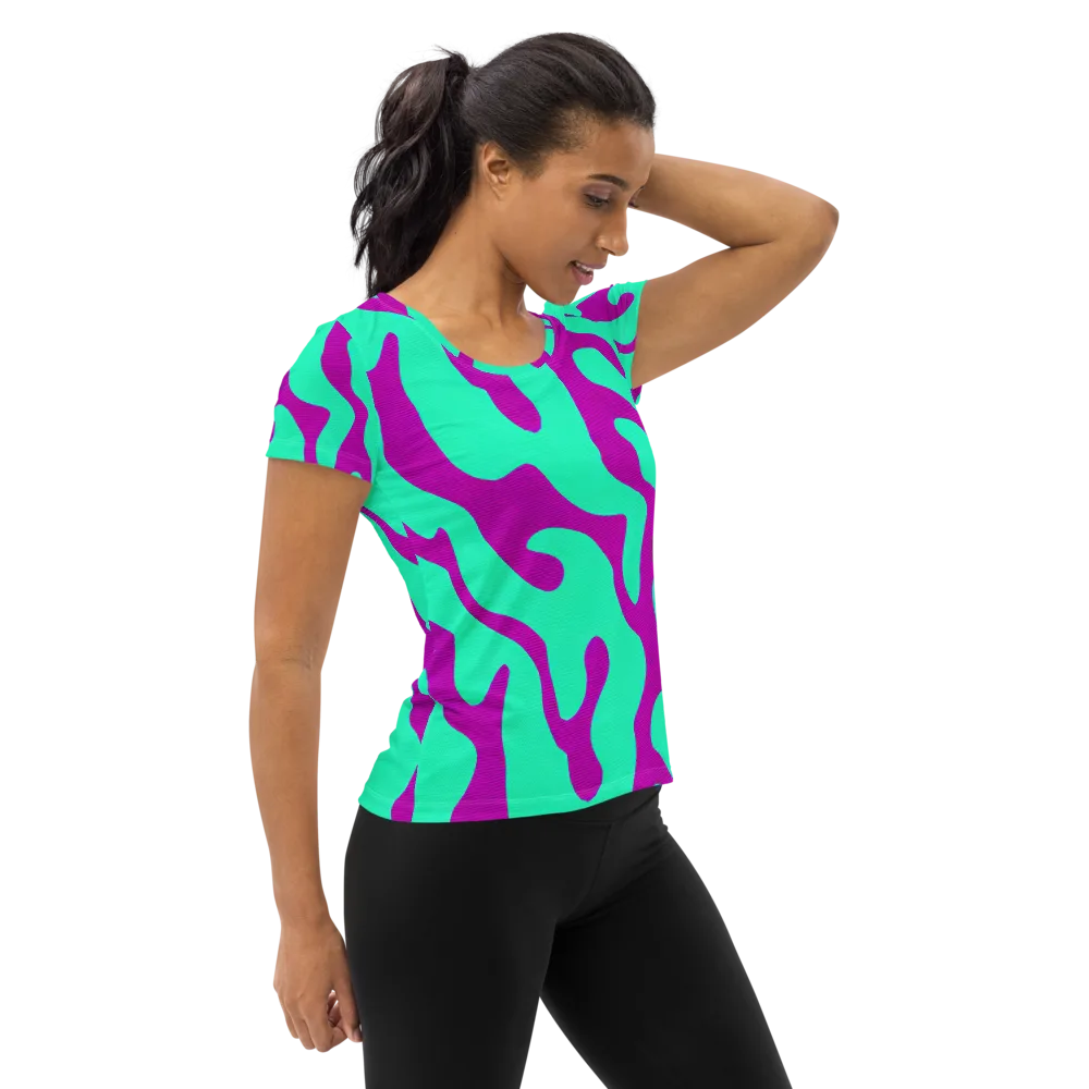 Aqua Voltage on Women's Athletic T-Shirt — Right