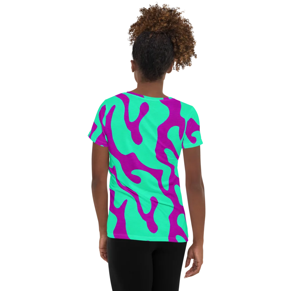 Aqua Voltage on Women's Athletic T-Shirt — Back