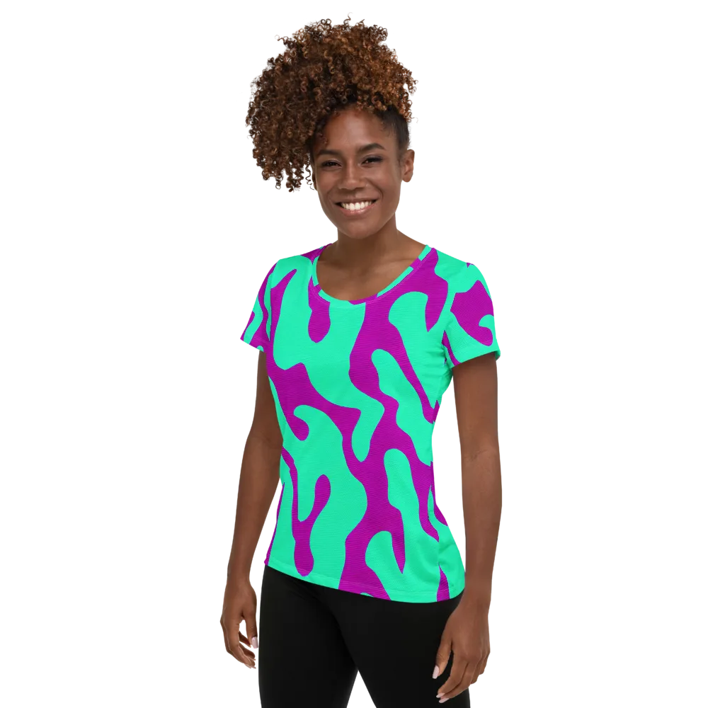 Aqua Voltage on Women's Athletic T-Shirt — Left