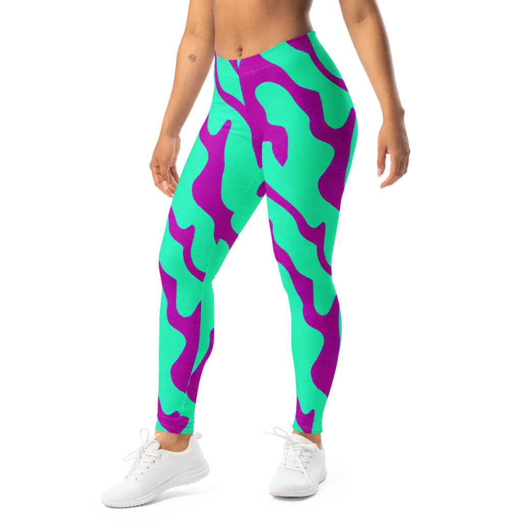 Aqua Voltage on Leggings — Left Front