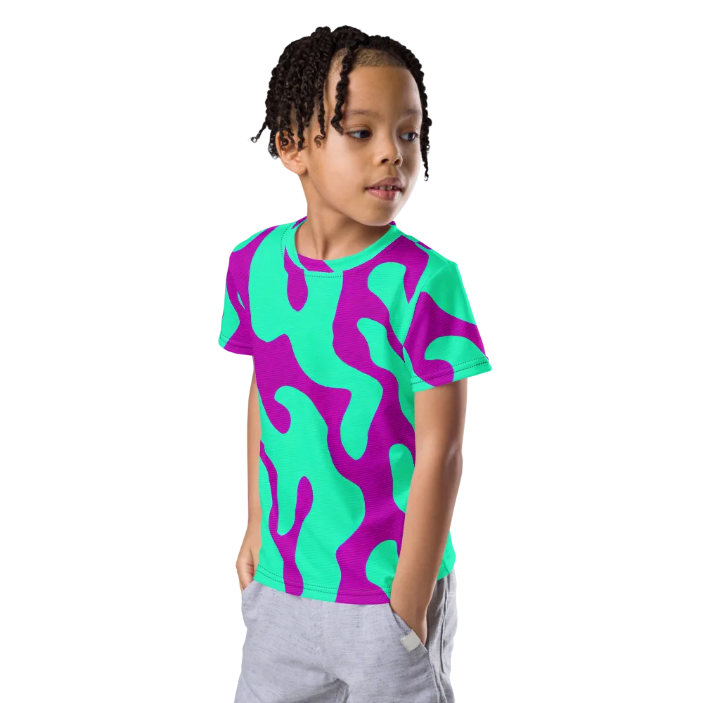 Aqua Voltage on Kids Crew Neck T-Shirt — Left Front